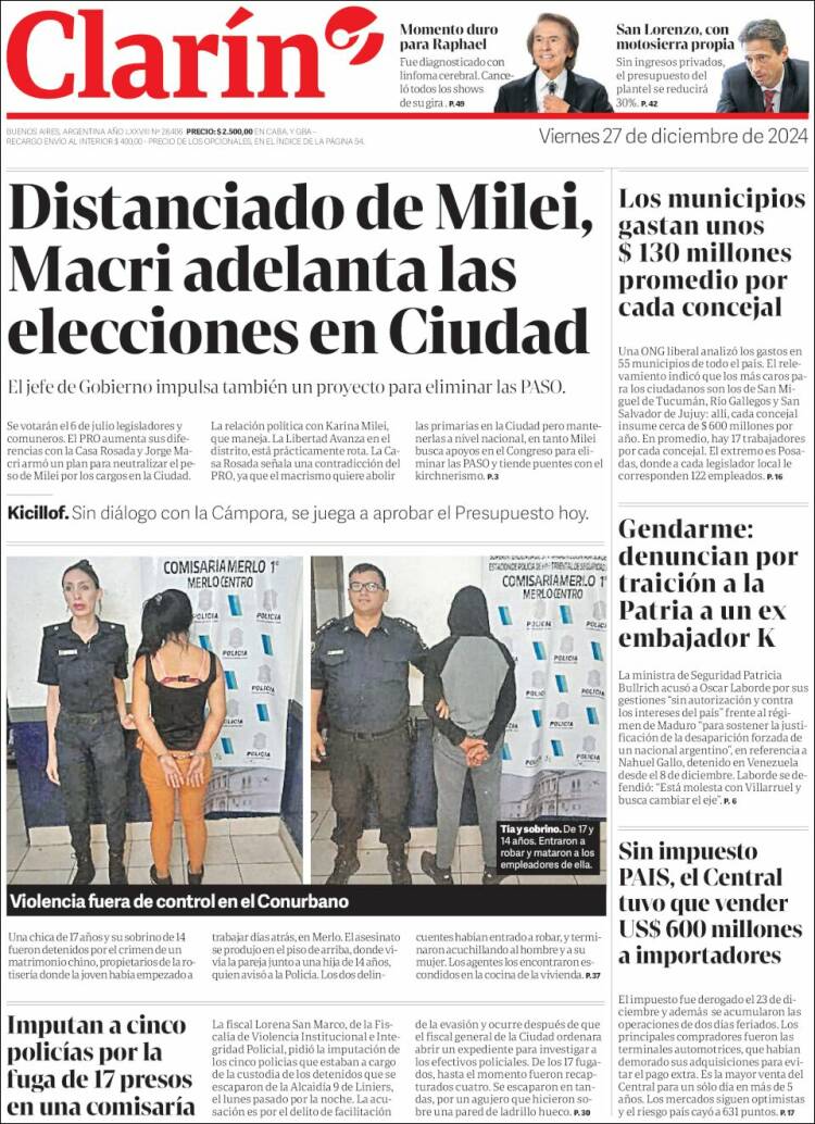 Portada de Clarín (Argentina)