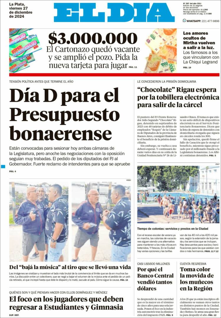 Portada de El Día de la Plata (Argentina)