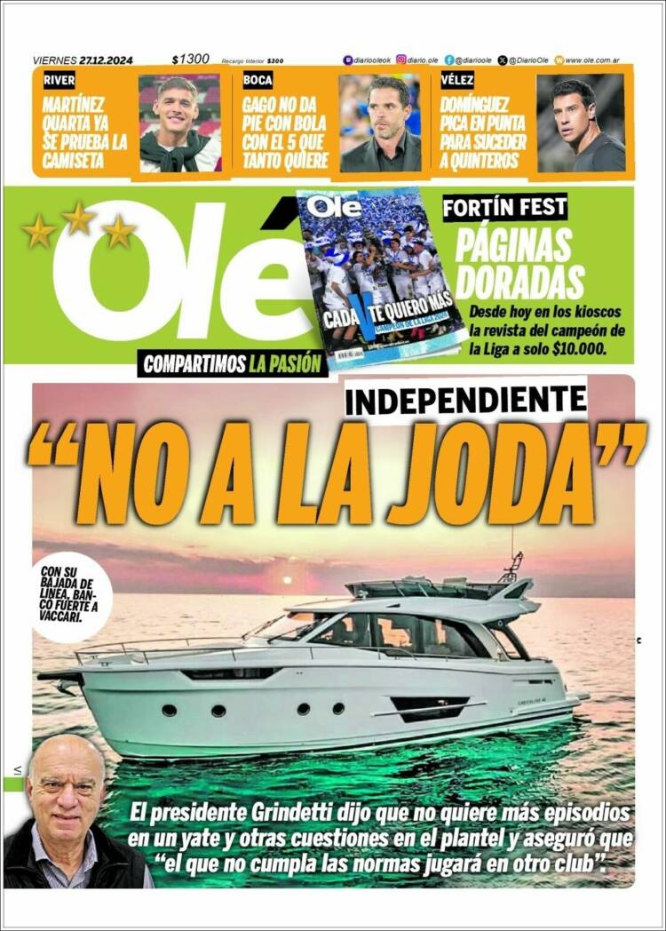 Portada de Olé (Argentina)