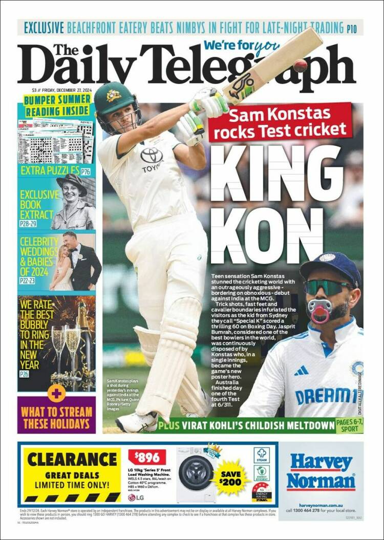 Portada de The Daily Telegraph (Australia)