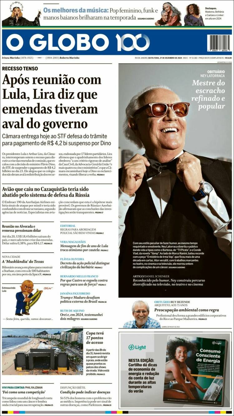 Portada de O Globo (Brasil)