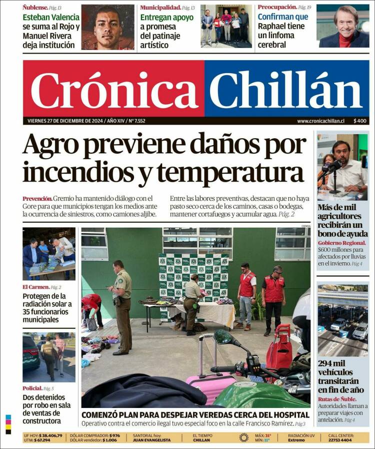 Portada de Crónica Chillán (Chile)