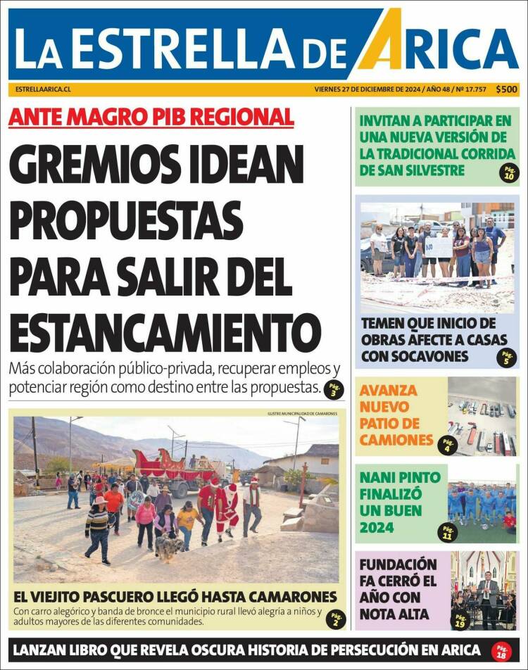 Portada de La Estrella de Arica (Chile)