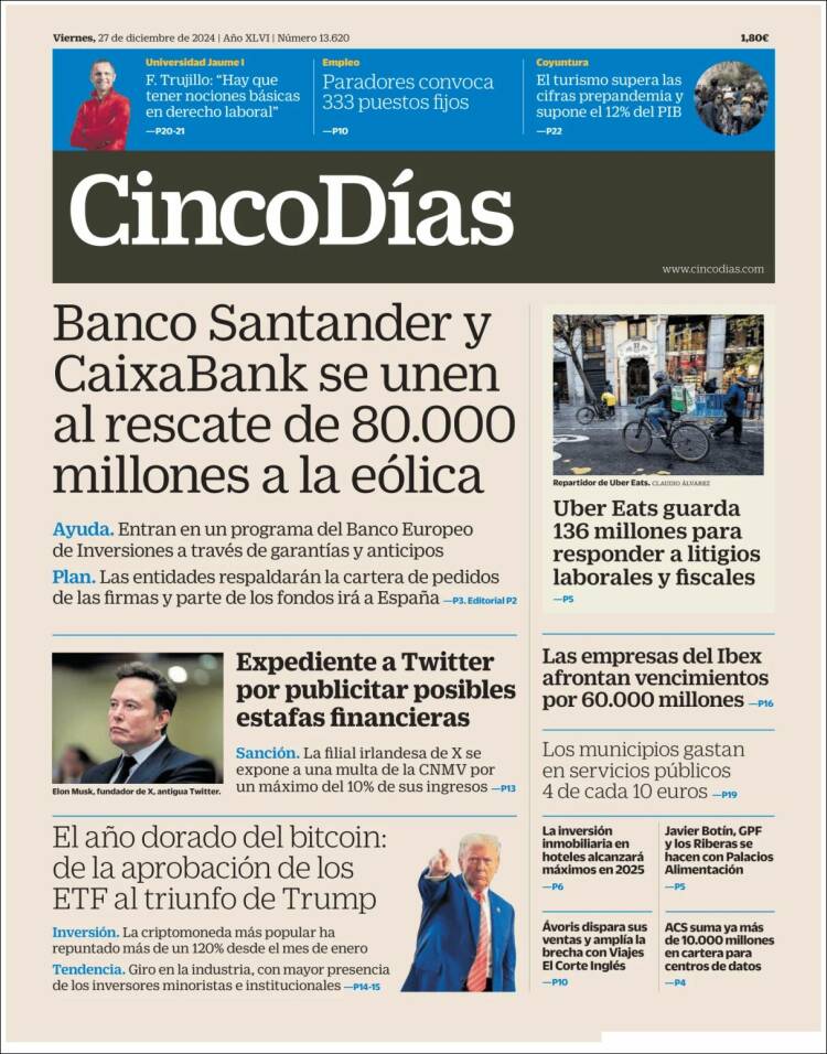 Portada de Cinco Días (España)