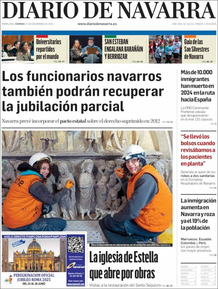 Portada de Diario de Navarra (España)