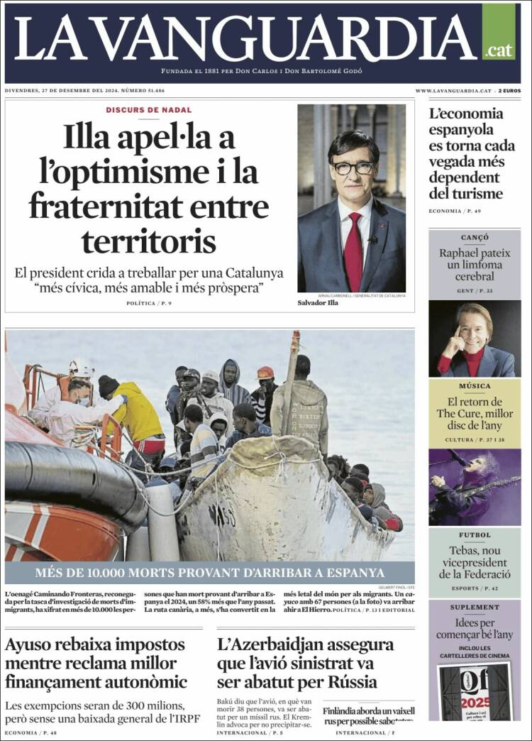Portada de La Vanguardia (España)