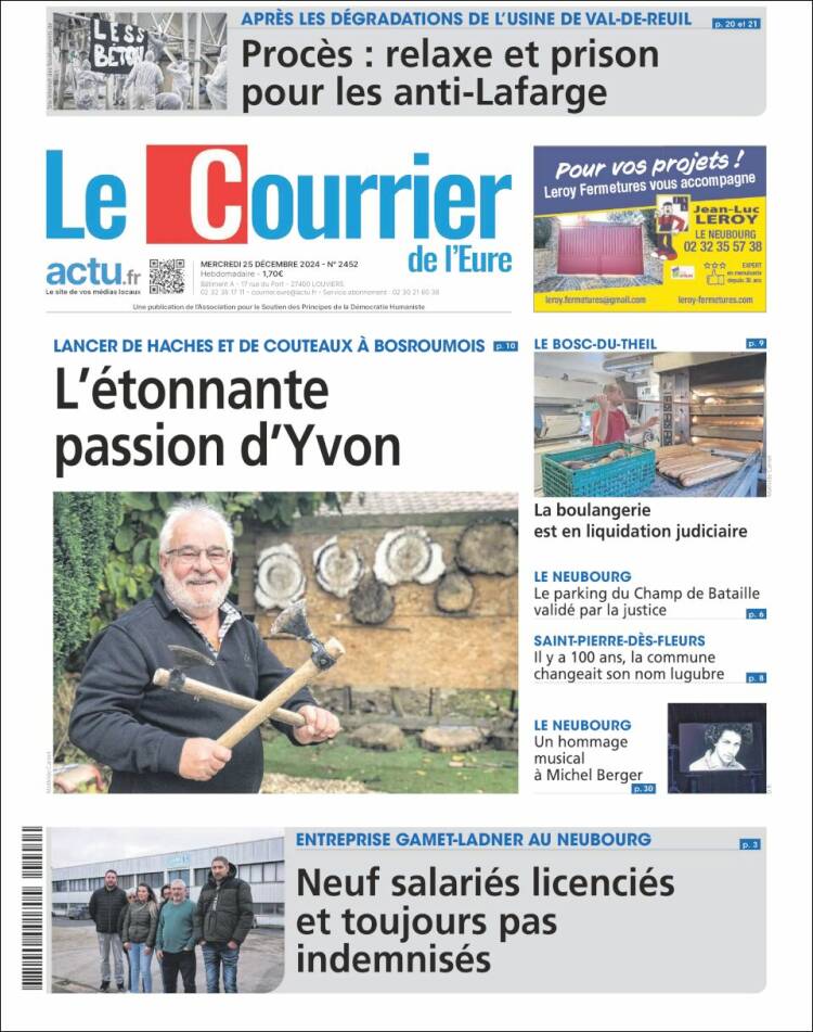 Portada de Le Courrier de l'Ouest (Francia)