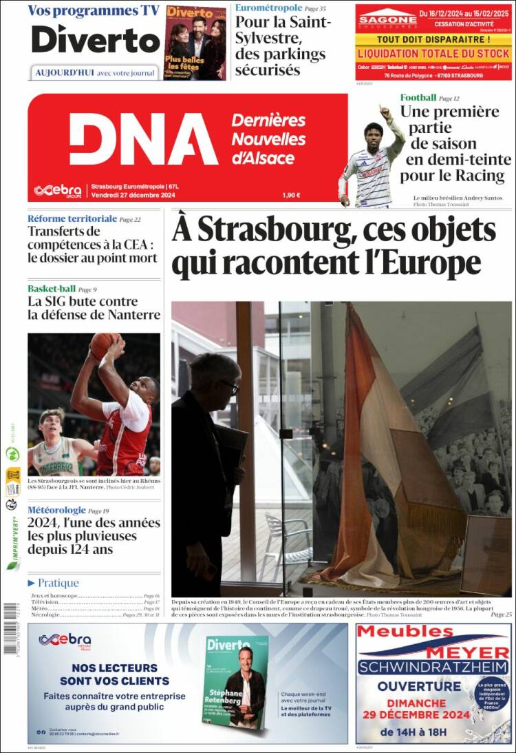 Portada de Les Dernières Nouvelles d'Alsace (Francia)