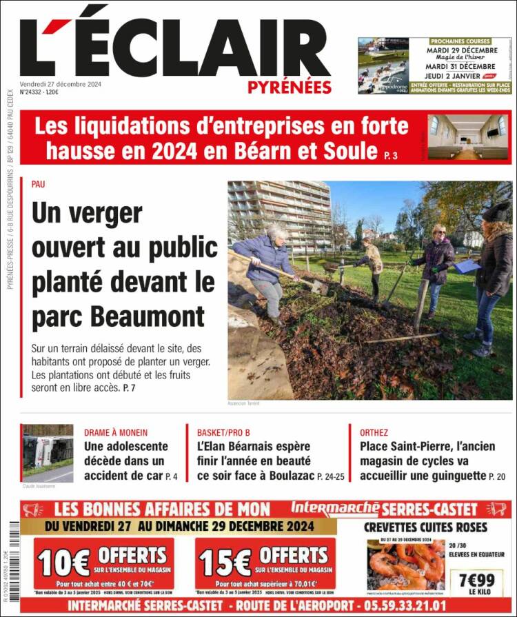 Portada de L'Eclair des Pyrénées (Francia)