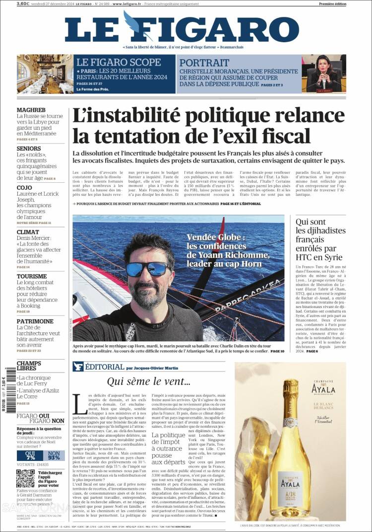 Portada de Le Figaro (Francia)
