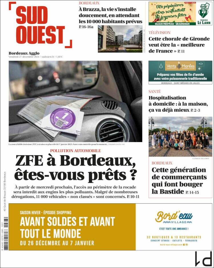 Portada de Sud Ouest (Francia)