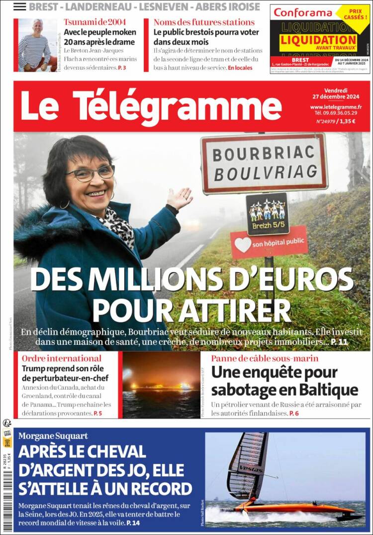 Portada de Télégramme (Francia)