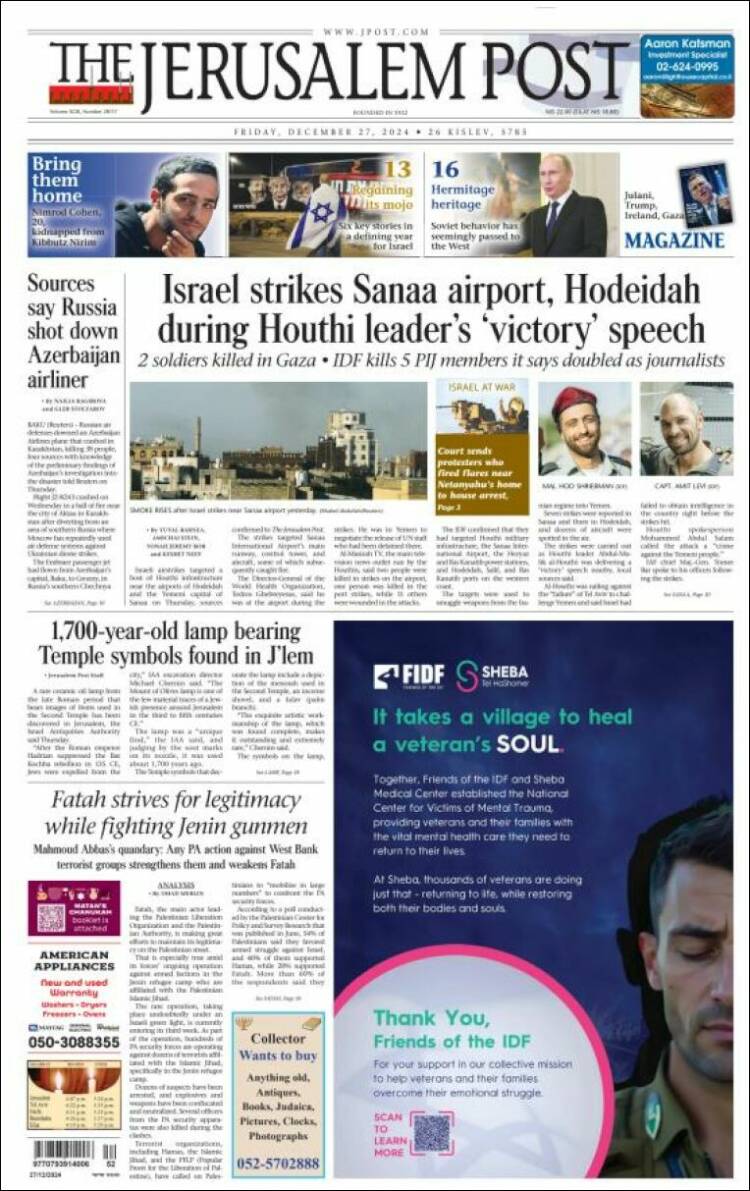 Portada de The Jerusalem Post (Israel)