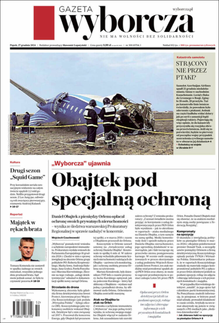 Portada de Gazeta Wyborcza (Polonia)