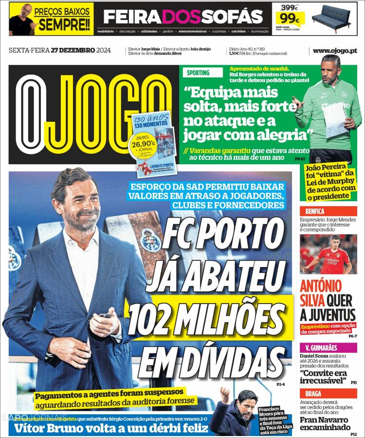 Portada de O Jogo (Portugal)