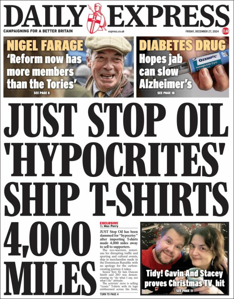 Portada de Daily Express (Reino Unido)