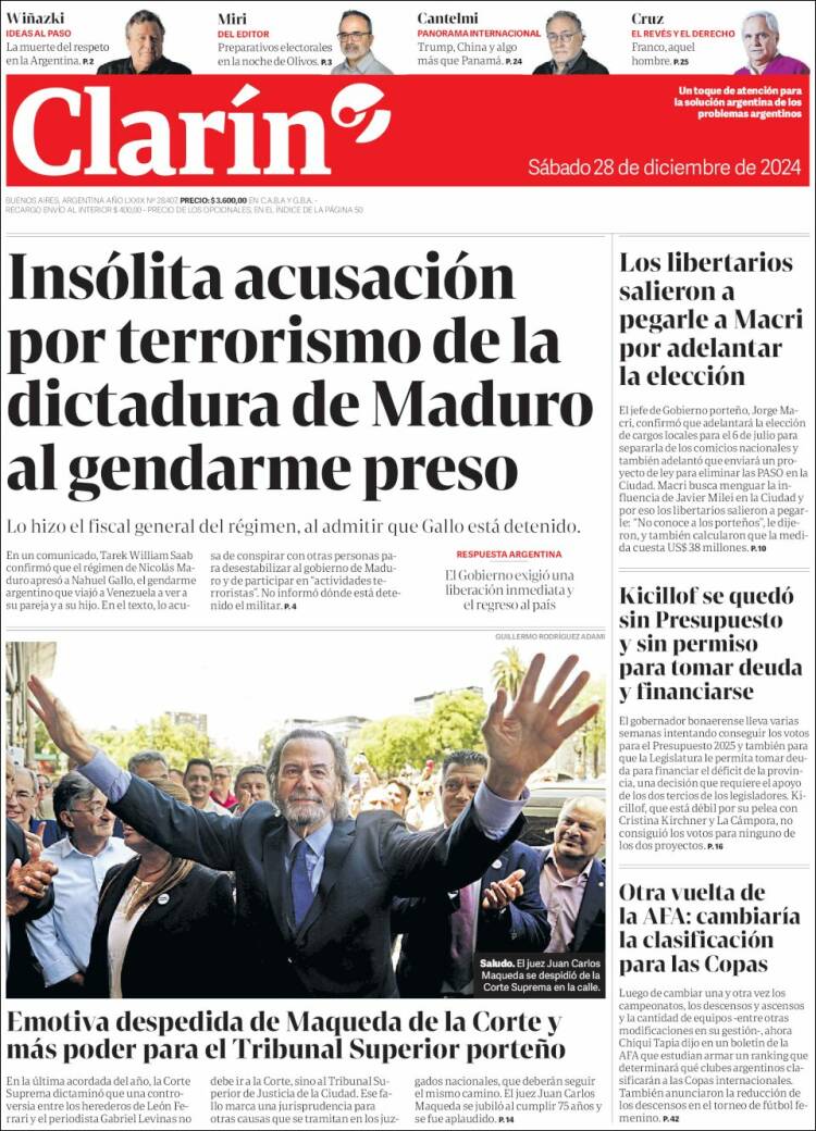 Portada de Clarín (Argentina)