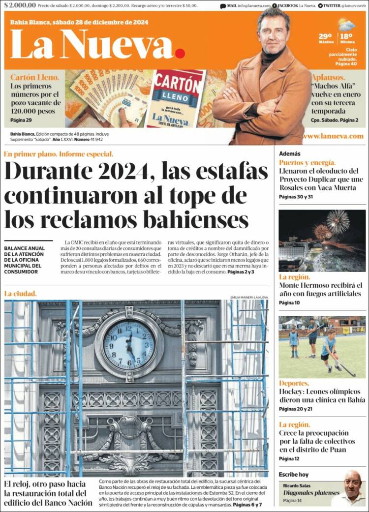 Portada de La Nueva Provincia (Argentina)