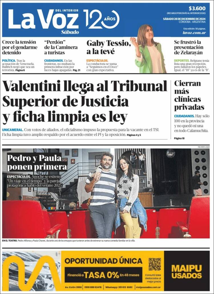 Portada de La Voz del Interior (Argentina)