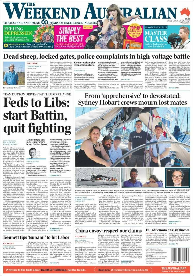 Portada de The Australian (Australia)