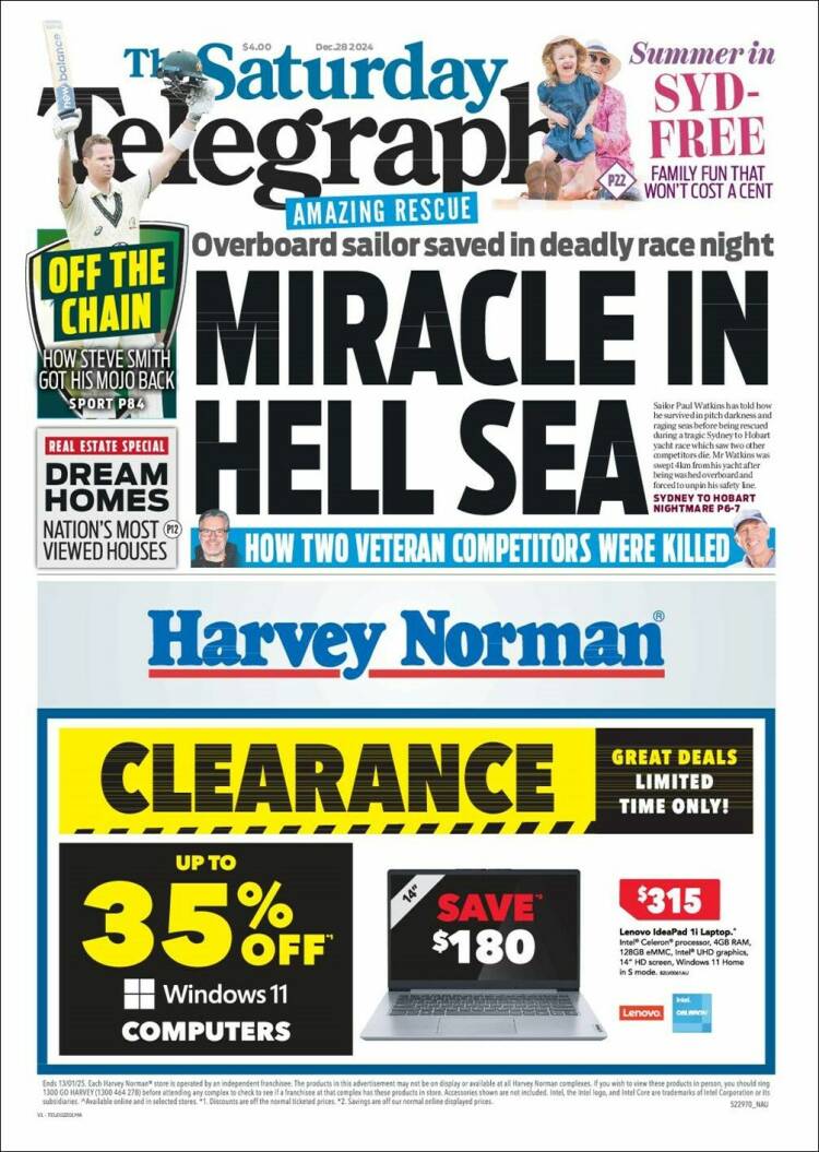 Portada de The Daily Telegraph (Australia)