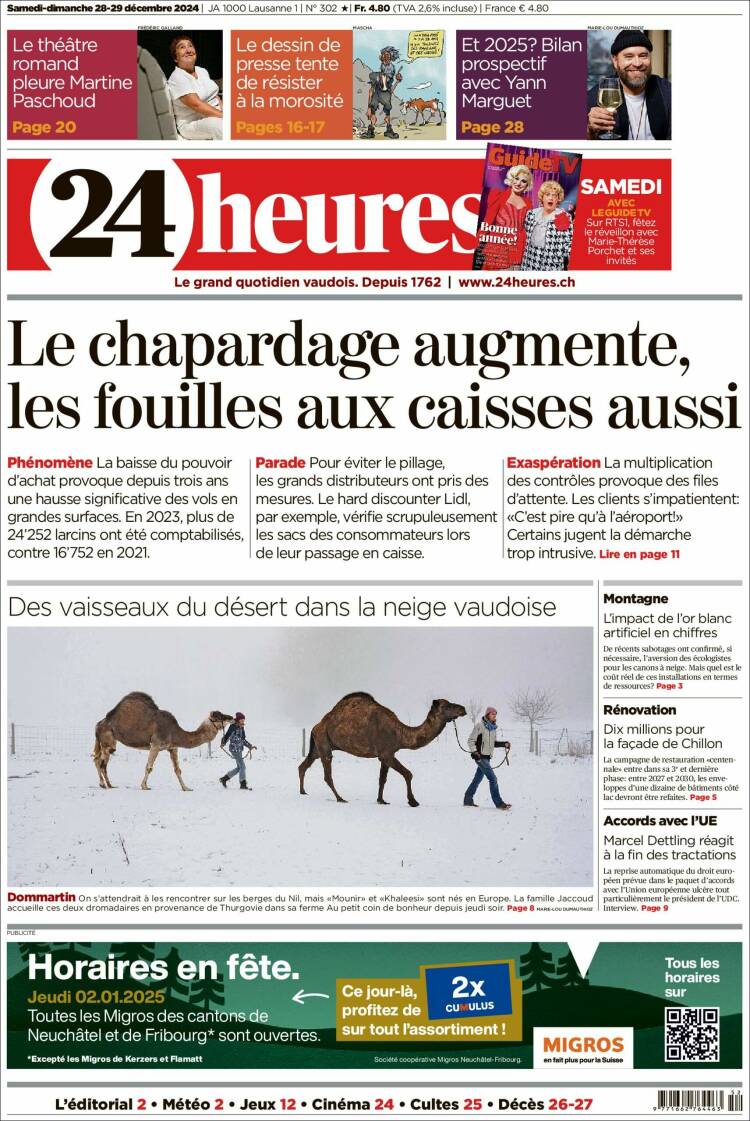 Portada de 24 Heures (Suiza)