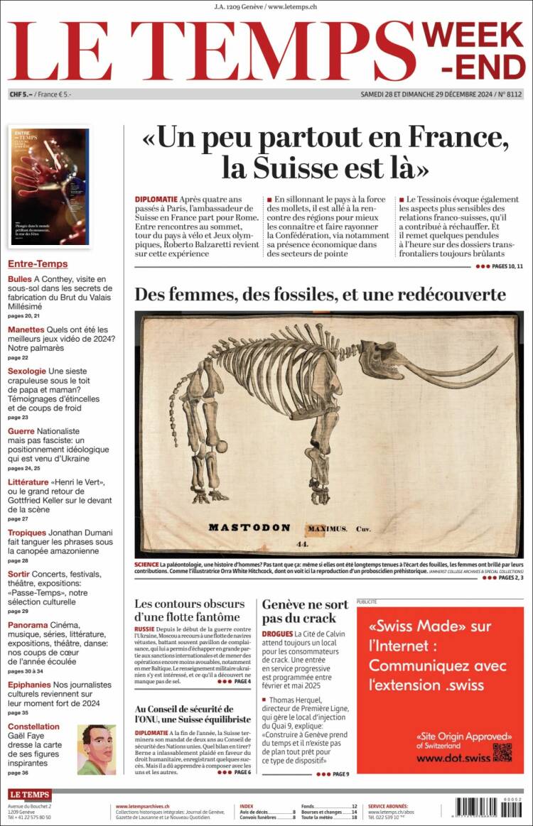 Portada de Le Matin (Suiza)