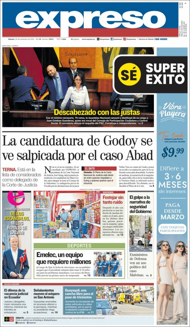 Portada de Expreso (Ecuador)