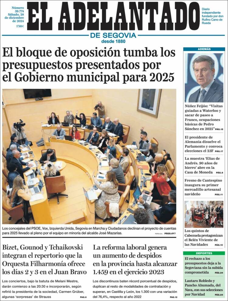 Portada de El Adelantado de Segovia (España)