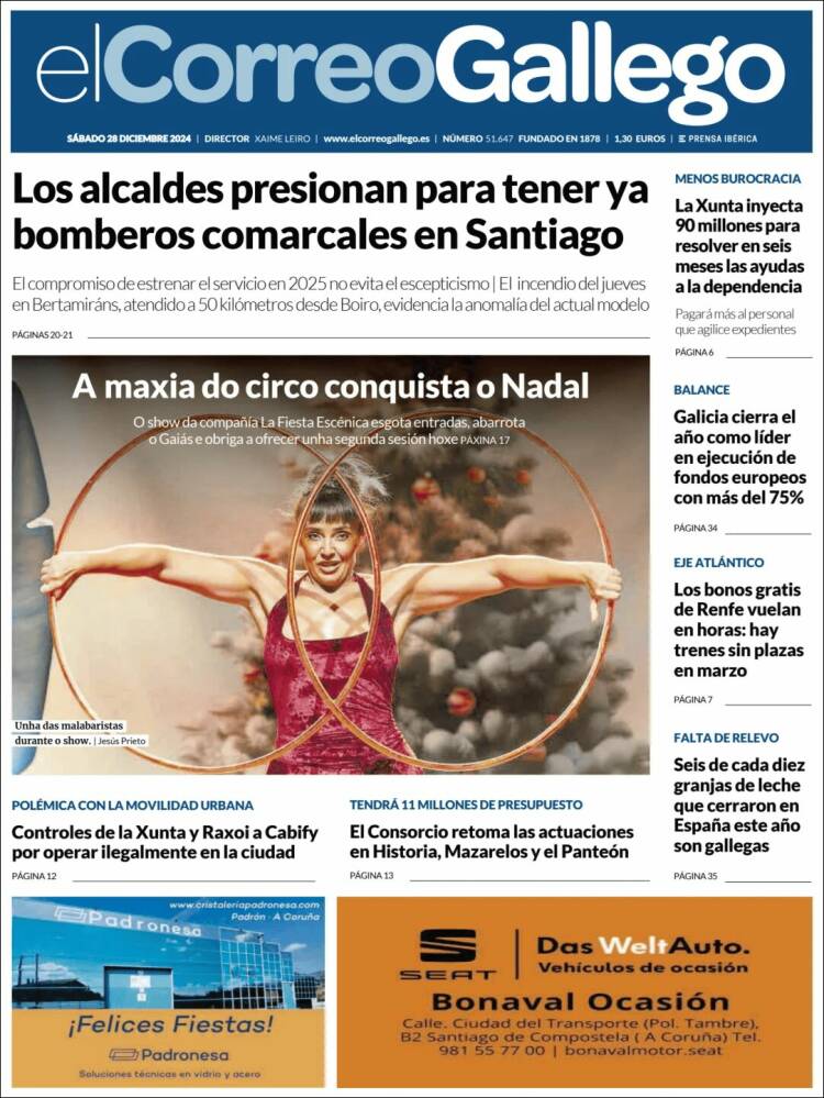 Portada de El Correo Gallego (España)