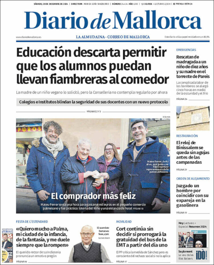 Portada de Diario de Mallorca (España)