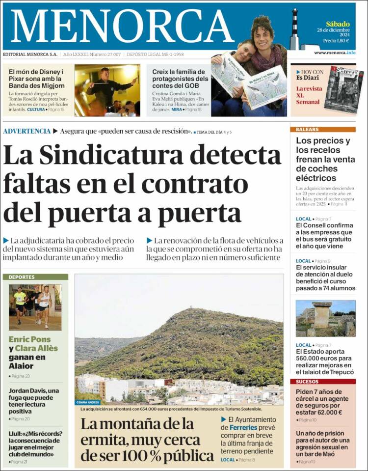 Portada de Menorca - Diario Insular (España)