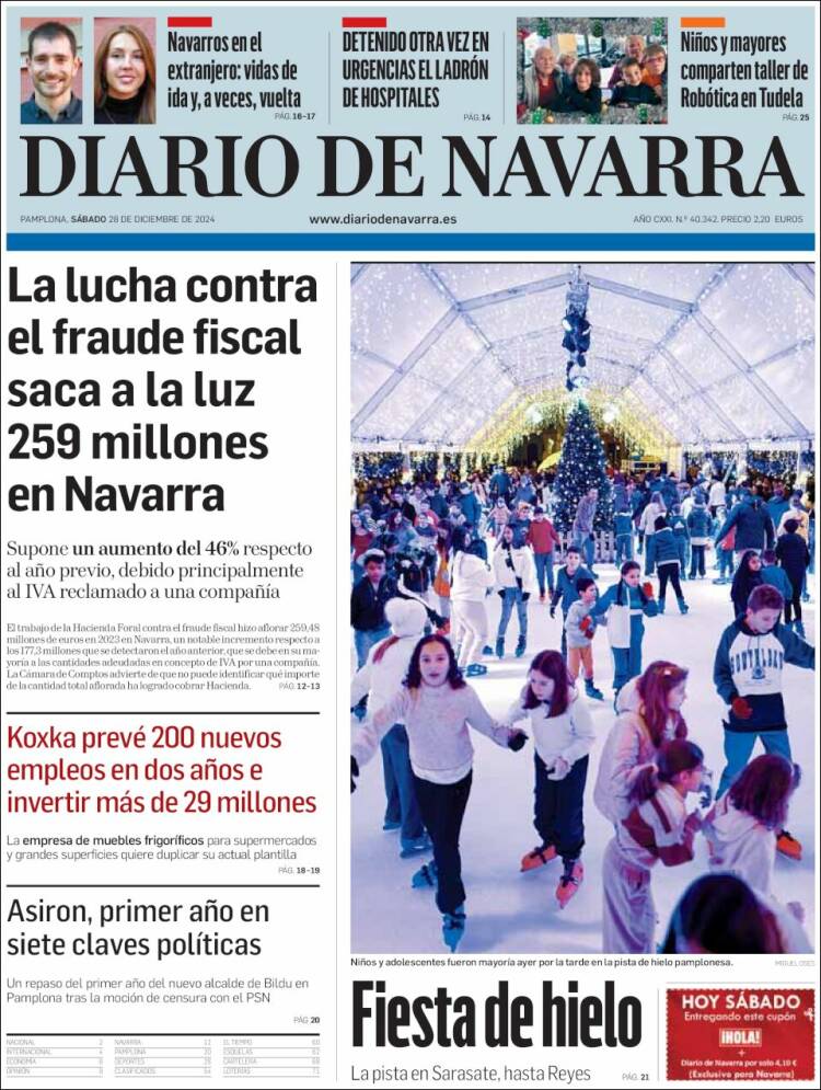 Portada de Diario de Navarra (España)