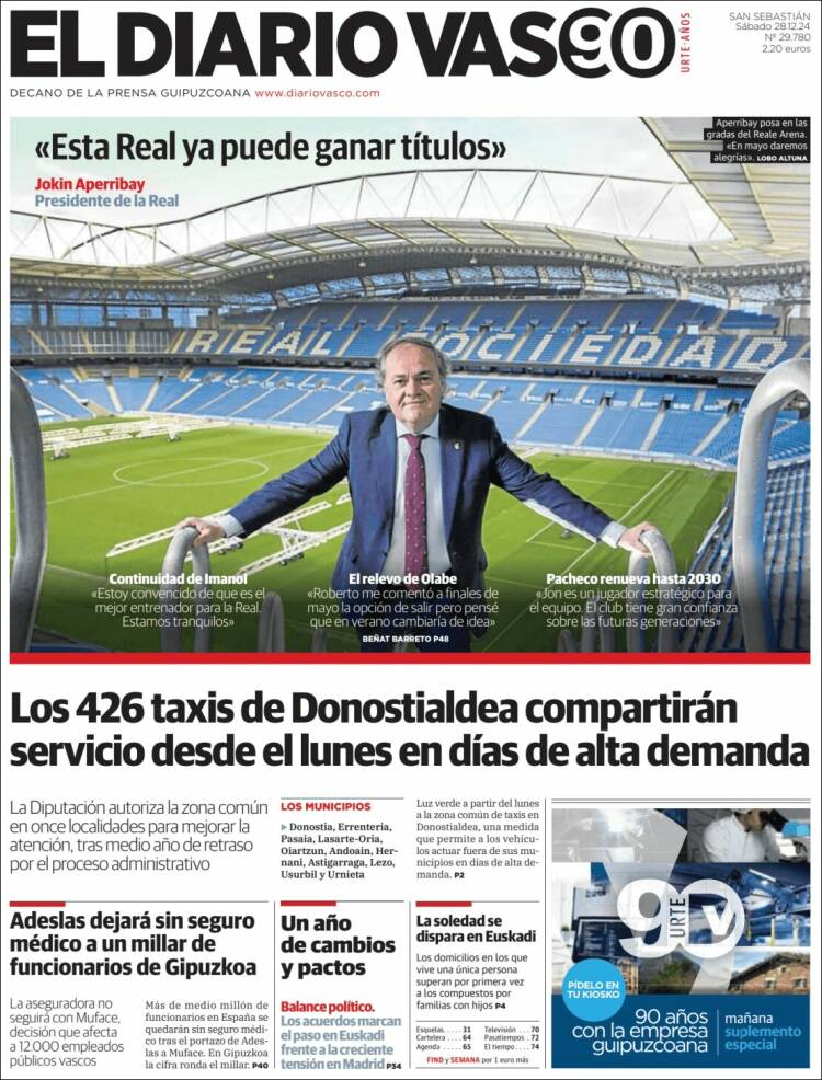 Portada de Diario Vasco (España)