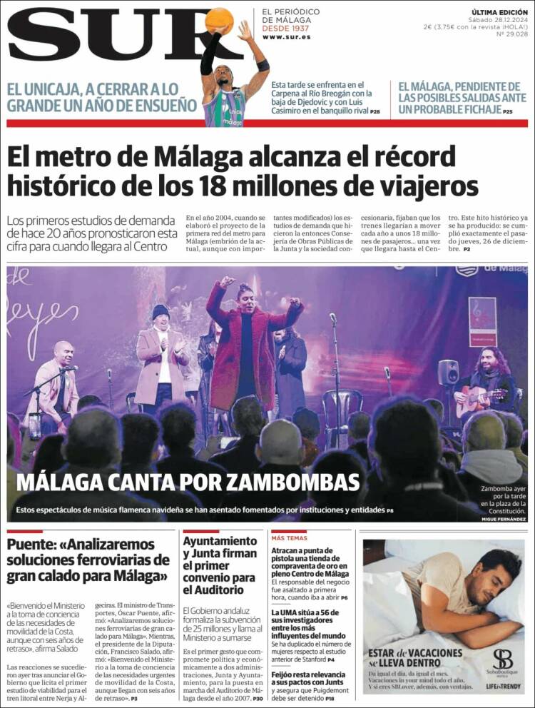 Portada de Diario el Sur (España)