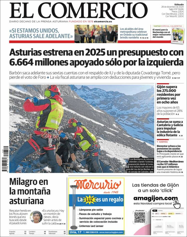 Portada de El Comercio - Gijón (España)