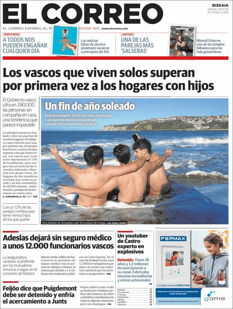 Portada de El Correo (España)