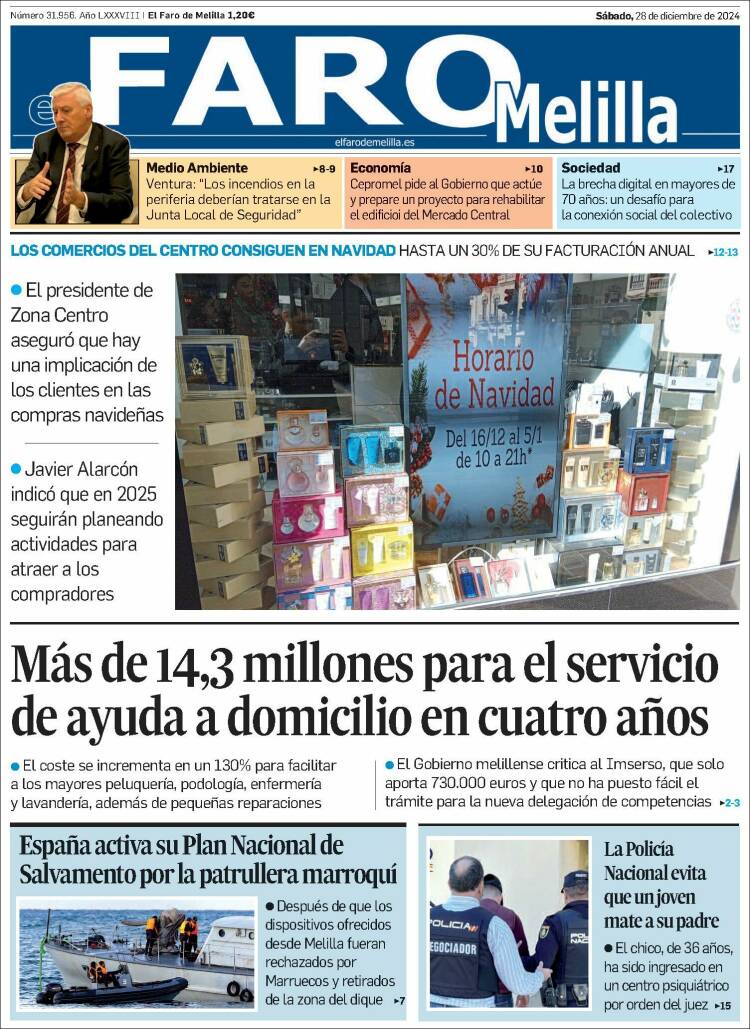 Portada de El Faro de Melilla (España)