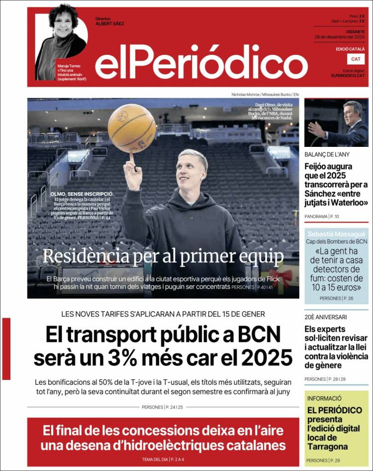 Portada de El Periódico de Catalunya (España)