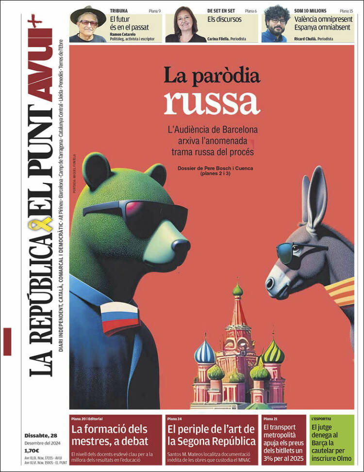 Portada de El Punt Avui (España)