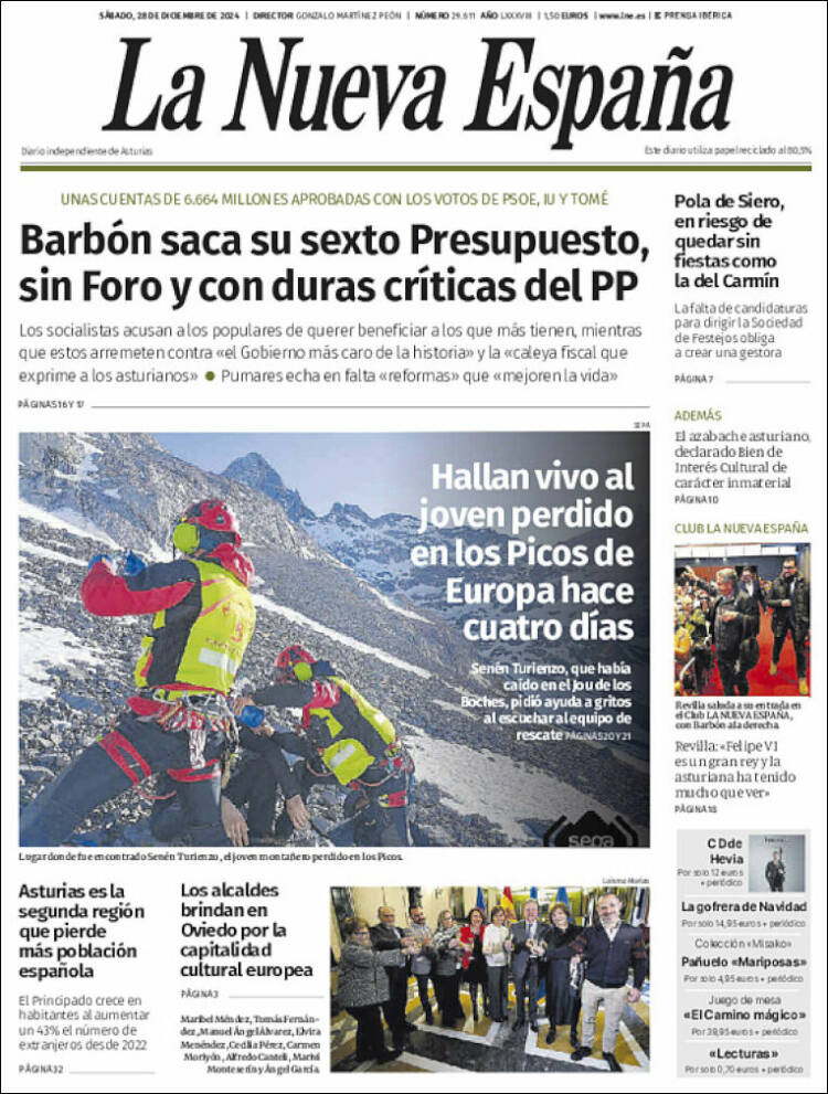 Portada de La Nueva España (España)