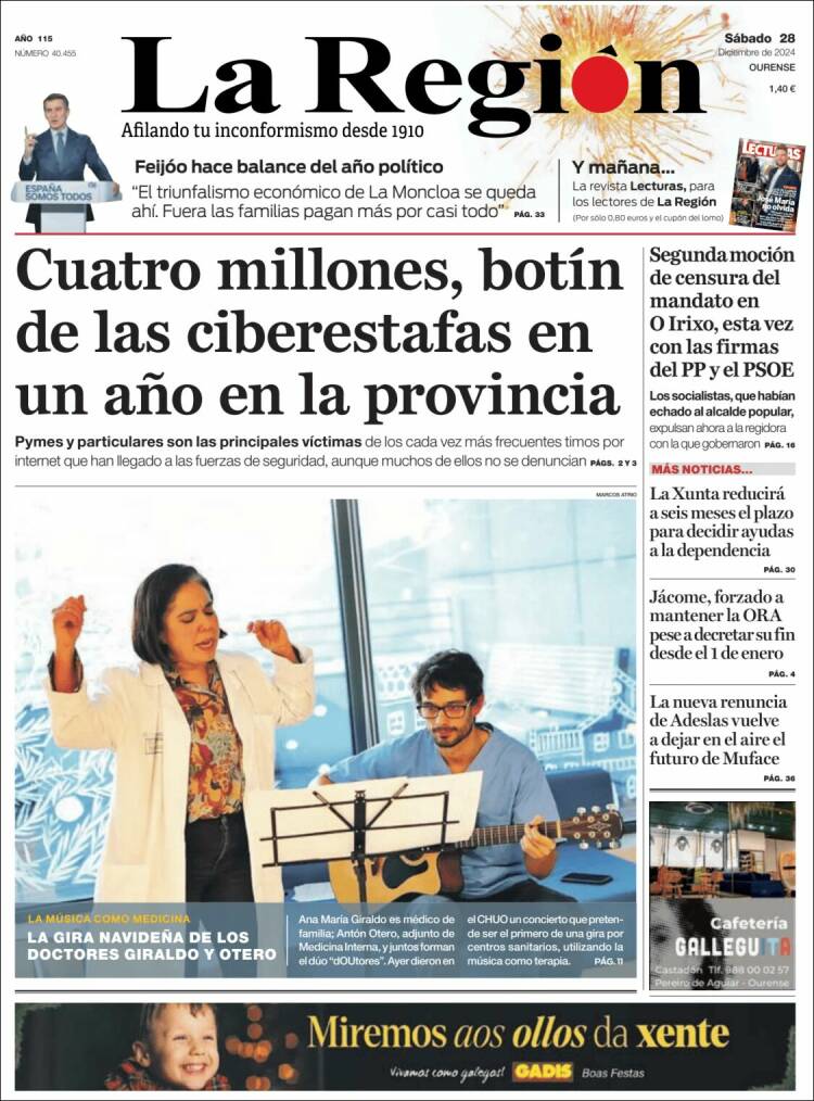 Portada de La Región de Ourense (España)