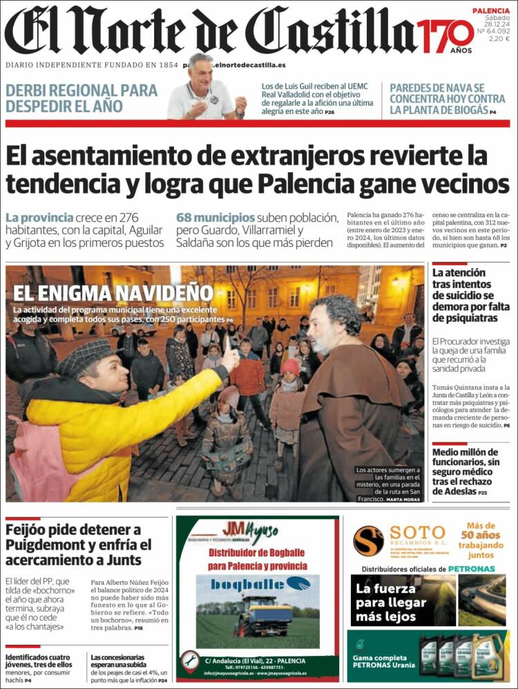 Portada de Norte de Castilla - Palencia (España)