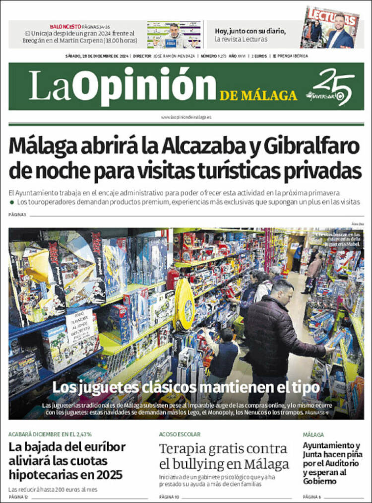 Portada de La Opinión de Málaga (España)