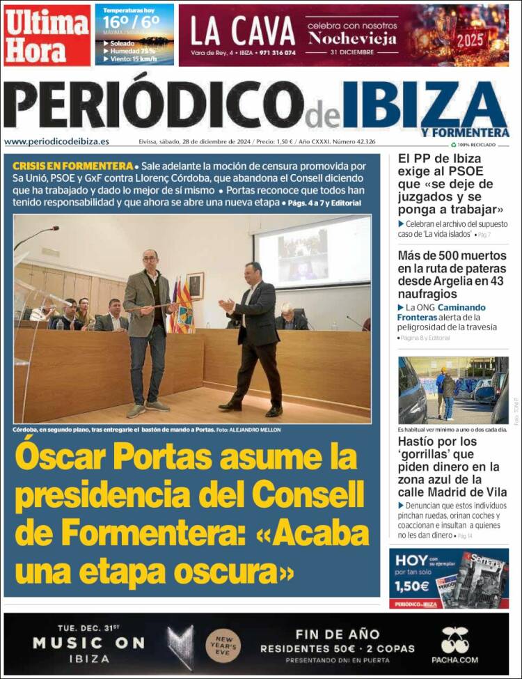 Portada de Periódico de Ibiza (España)