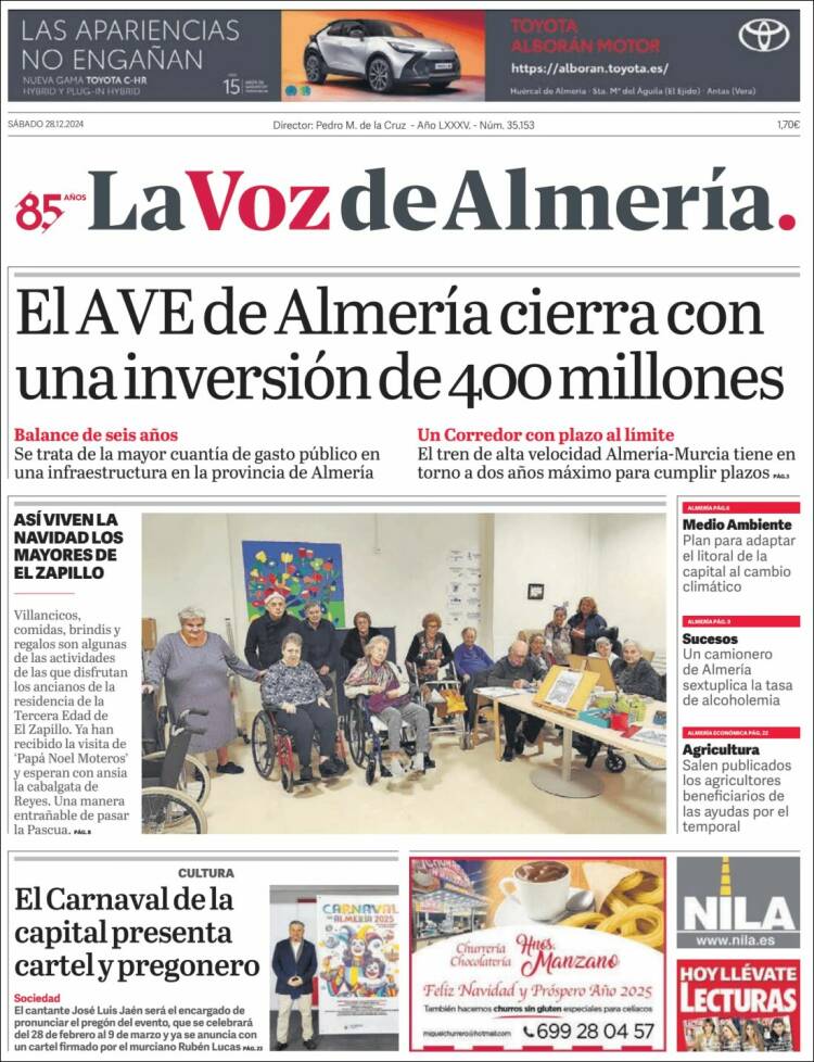 Portada de La Voz de Almería (España)