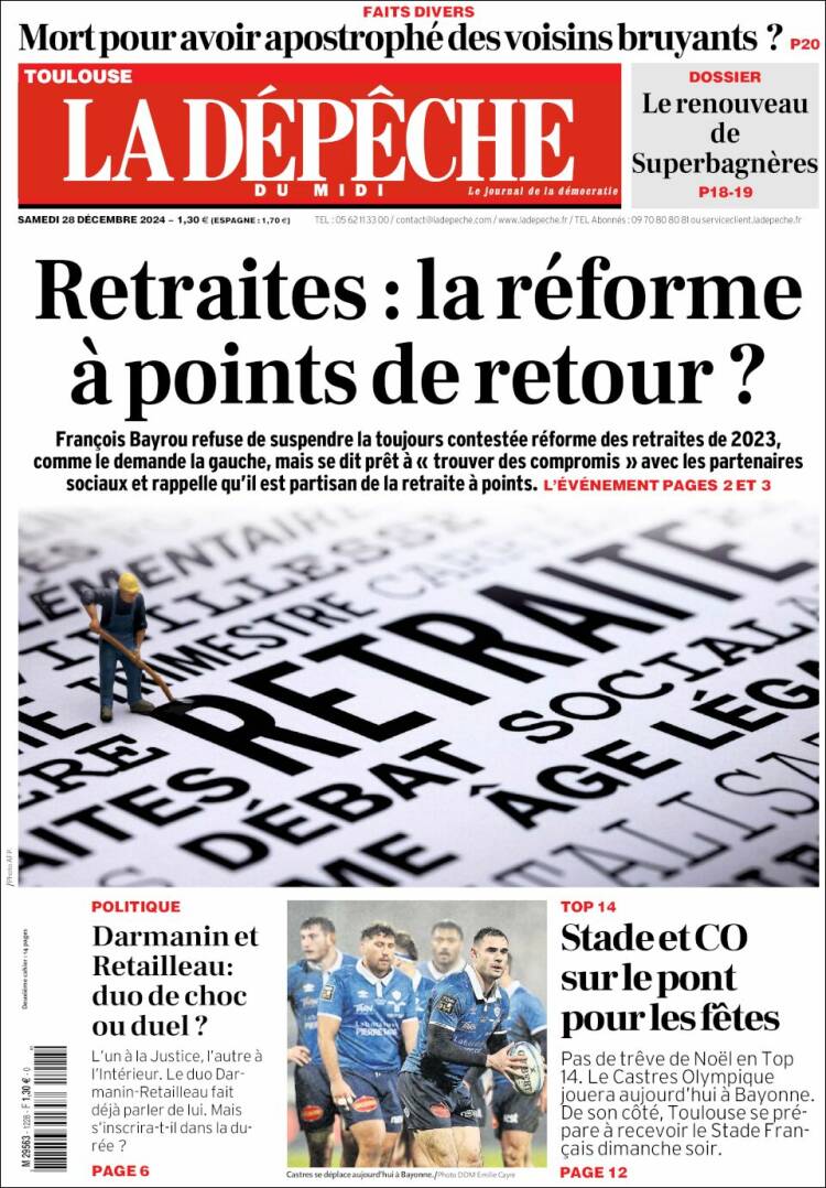 Portada de La Dépêche du Midi (Francia)