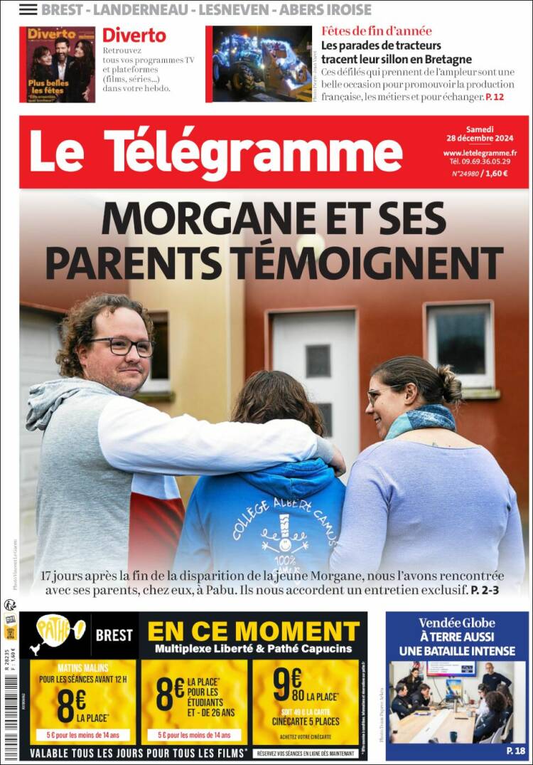 Portada de Télégramme (Francia)