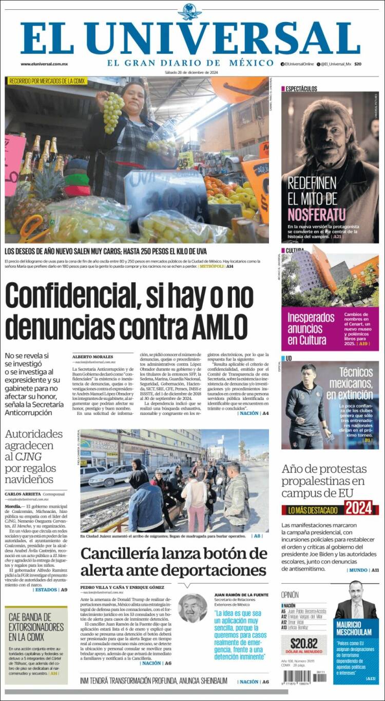 Portada de El Universal (M&eacute;xico)