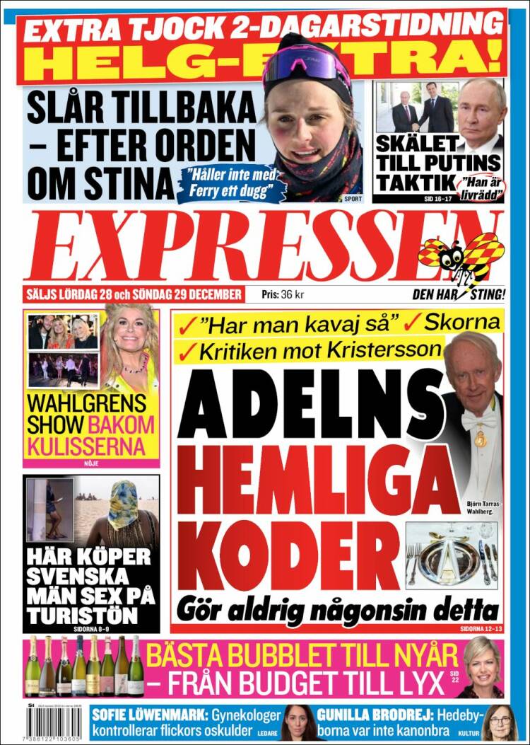 Portada de Expressen (Suecia)